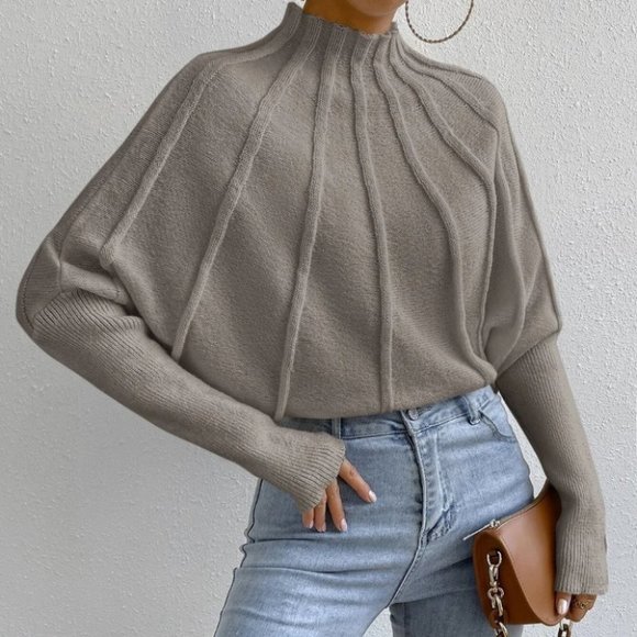 Grey Womens Batwing Sleeve Sweater - Picture 4 of 4